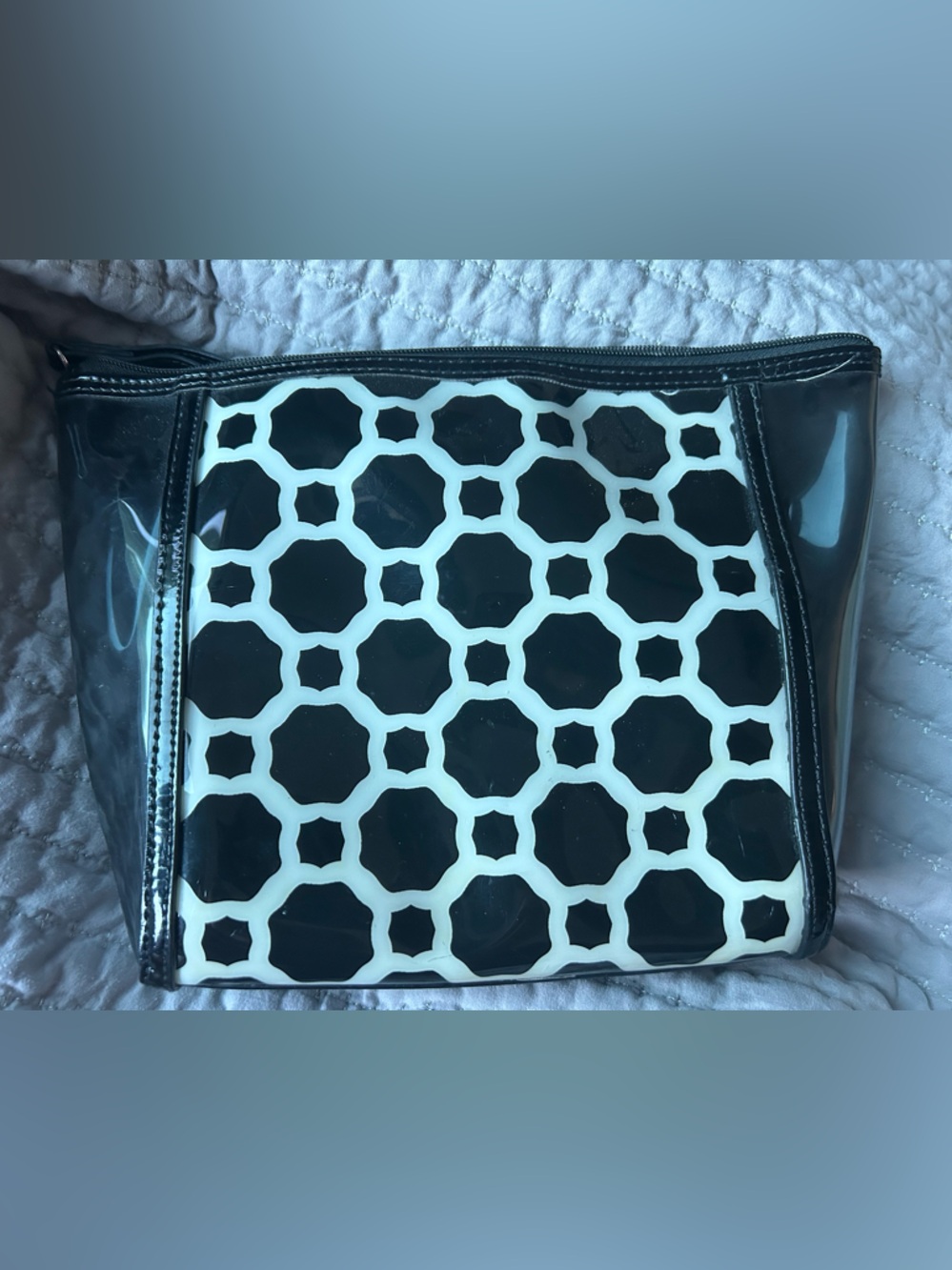 Vera Bradley Black and White Geometric Clear Cosmetic Pouch - Picture 2 of 5